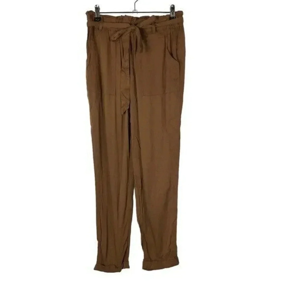 Shinestar Brown High Rise Paperbag Straight Leg Pants S - Picture 1 of 4